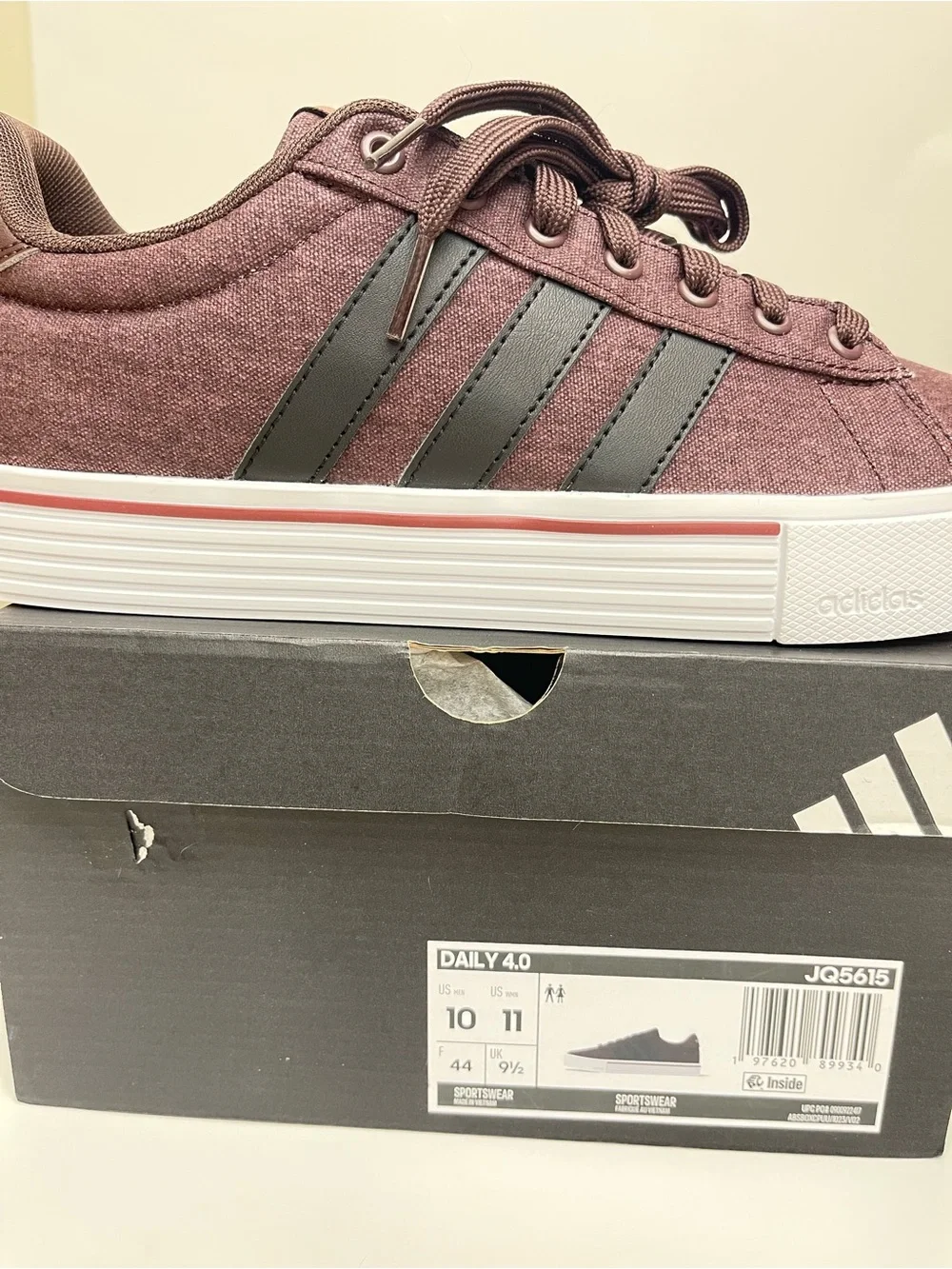 Adidas Daily 4.0 Canvas Sneakers Burgundy Brown IE0601 NWT